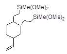 1,2-Bis(2-methyldimethoxysilylethyl)-4-vinylcyclohexane (isomeric mixture) 구조식, C18H38O4Si2
