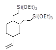 1,2-Bis(2-triethoxysilylethyl)-4-vinylcyclohexane (isomeric mixture) 구조식, C24H50O6Si2