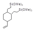 1,2-Bis(2-trimethoxysilylethyl)-4-vinylcyclohexane (isomeric mixture) 구조식, C18H38O6Si2