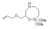1,1-Dimethoxy-3-allyloxymethyl-2-oxa-5-aza-1-silacyclooctane 구조식, C11H23NO4Si