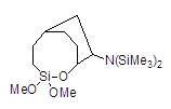 3,3-Dimethoxy-8-[bis(trimethylsilyl)amino]-2-oxa-3-sila-bicyclo[4.2.2]decane 구조식, C16H37NO3Si3