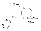 1,1-Dimethoxy-5-(2-ethoxyethyl)-3-phenoxymethyl-2-oxa-5-aza-1-silacyclooctane 구조식, C18H31NO5Si
