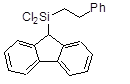 (9-Fluorenyl)-(2-phenylethyl)dichlorosilane 구조식, C21H18Cl2Si