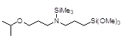 3-[N-(3-Isopropoxypropyl)-N-(trimethylsilyl)amino]propyltrimethoxysilane 구조식, C15H37NO4Si2