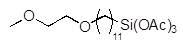11-(2-Methoxyethoxy)undecyltriacetoxysilane, tech 95% 구조식, C20H38O8Si