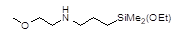 3-[N-(2-Methoxyethyl)amino]propyldimethylethoxysilane 구조식, C10H25NO2Si