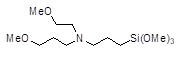 3-[N-(2-Methoxyethyl)-N-(3-methoxypropyl)amino]propyltrimethoxysilane 구조식, C13H31NO5Si