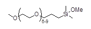 2-[Methoxy(polyethyleneoxy)6-9propyl]dimethylmethoxysilane,tech-90 구조식, CH3O(C2H4O)6-9(CH2)3(CH3)2Si(OCH3)