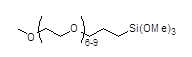 2-[Methoxy(polyethyleneoxy)6-9propyl]trimethoxysilane,tech-90 구조식, CAS 65994-07-2, CH3O(C2H4O)6-9(CH2)3Si(OCH3)3
