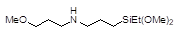 3-[N-(3-Methoxypropyl)amino]propylethyldimethoxysilane 구조식, C11H27NO3Si