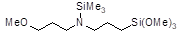 3-[N-(3-Methoxypropyl)-N-(trimethylsilyl)amino]propyltrimethoxysilane 구조식, C13H33NO4Si2