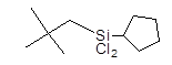 Neopentyl(cyclopentyl)dichlorosilane 구조식, C10H20Cl2Si