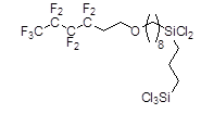 3-[8-{2-(Perfluorobutyl)ethoxy}octyldichlorosilyl]propyltrichlorosilane 구조식, C17H26Cl5F9OSi2