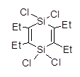 2,3,5,6-Tetraethyl-1,1,4,4-tetrachloro-1,4-disilacyclohexa-2,5-diene 구조식, CAS 557794-25-9, C12H20Cl4Si2