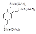 1,2,4-[Tris(2-methyldiacetoxysilylethyl)]cyclohexane 구조식, C27H48O12Si3