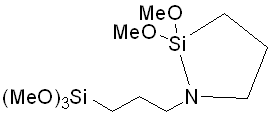 [1-(3-Trimethoxysilyl)propyl]-2,2-Dimethoxy-1-aza-2-silayclopentane 구조식, CAS 109084-60-8, C11H27NO5Si2