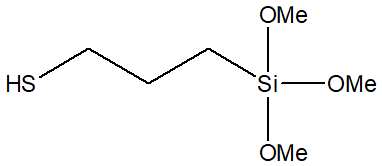 3-Mercaptopropyltrimethoxysilane 구조식, CAS 4420-74-0, C6H16O3SSi