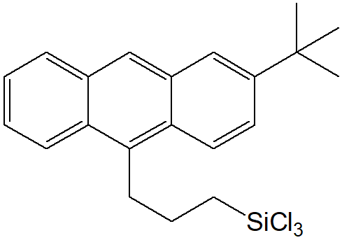 10-(3-trichlorosilylpropyl)-2-(tert-butyl)anthracene (Mixture of isomer) 구조식, C21H23Cl3Si