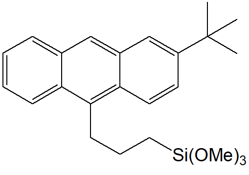 10-(3-trimethoxysilylpropyl)-2-(tert-butyl)anthracene (Mixture of isomer) 구조식, C24H32O3Si