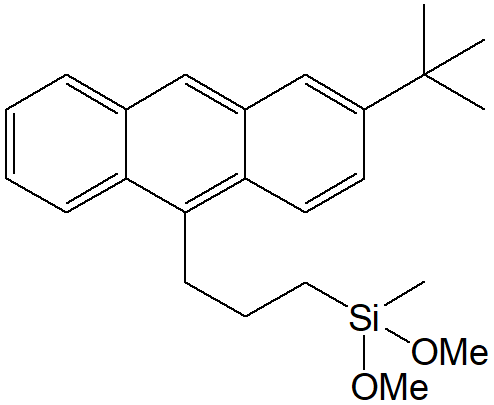 10-(3-Dimethoxymethylsilylpropyl)-2-(tert-butyl)anthracene (Mixture of isomer) 구조식, C24H32O2Si