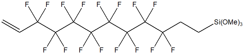 Hexadecafluorododec-11en-1-yltrimethoxysilane 구조식, CAS 1639927-00-6, C15H16F16O3Si