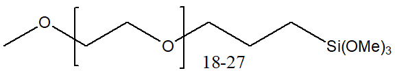 2-[Methoxy(polyethyleneoxy)18-27propyl]trimethoxysilane, tech-90 구조식, CAS 65994-07-2, CH3O(CH2CH2O)18-27(CH2)3Si(OCH3)3
