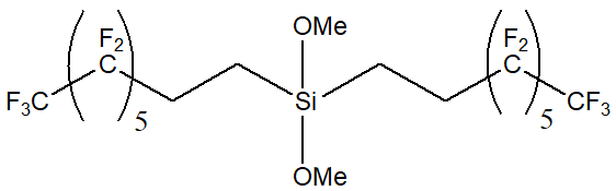 Bis(tridecafluoro-1,1,2,2-tetrahydrooctyl)dimethoxysilane 구조식, CAS 2126857-76-7, C18H14F26O2Si