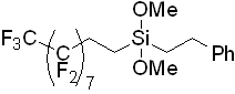 (Heptadecafluoro-1,1,2,2-tetrahydrodecyl)phenylethyldimethoxysilane 구조식, C20H13F17O2Si