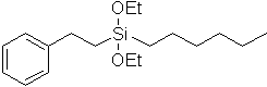 (2-Phenylethyl)hexyldiethoxysilane 구조식, C18H32O2Si