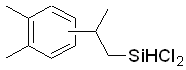 1,1-Dichloro-3-(o-dimethylphenyl)-1-silabutane, 98% (mixture of isomers) 구조식, C11H16Cl2Si