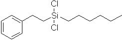 (2-Phenylethyl)hexyldichlorosilane 구조식, C14H22Cl2Si