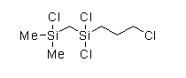 2,4,4,7-Tetrachloro-2-methyl-2,4-disilaheptane 구조식, C6H14Cl4Si2