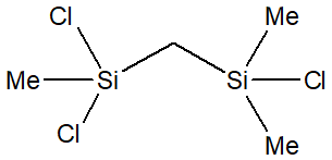 2,2,4-Chloro-4-methyl-2,4-disilapentane 구조식, CAS 4519-04-4, C4H11Cl3Si2