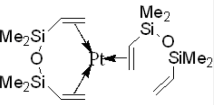PLATINUM-DIVINYLTETRAMETHYLDISILOXANE COMPLEX; 3.0% Pt in VINYL TERMINATED PDMS 구조식, CAS 68478-92-2