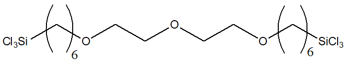 Bis[3-(trichlorosilyl)hexyl]diethyleneoxide (전도성소재 겔변환물질) 구조식, C16H32Cl6O3Si2