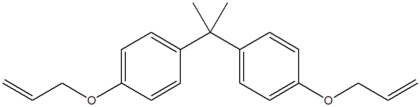 Bisphenol A bisallyl ether (Deallyl ether bisphenol A) 구조식, CAS 3739-67-1, C21H2402