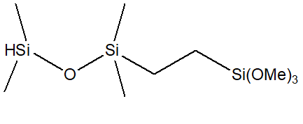 1,1,3,3-Tetramethyl-1-[2-(trimethoxysilyl)ethyl]disiloxane (mixture of isomers) 구조식, CAS 137407-65-9, C9H26O4Si3