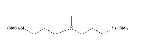 Bis(3-trimethoxysilylpropyl)-N-methylamine 구조식, CAS 31024-70-1, C13H33NO6Si2